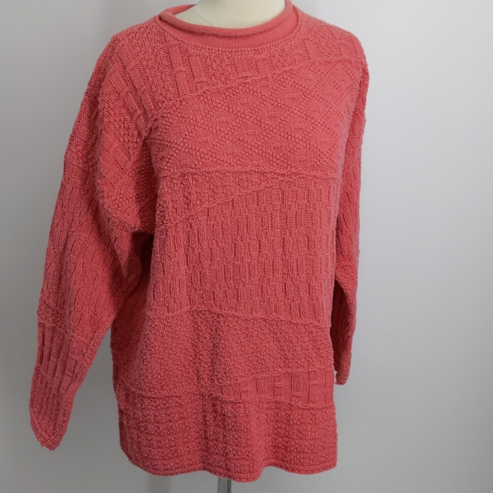 Knits Landing peach textured pullover-sz